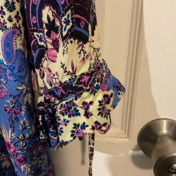 Umgee Long-Sleeve Blue Floral Peasant Tunic Dress - Picture 4 of 6